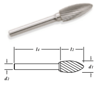 ROTAFRESA TIPO FLAMA 1/4" X 1/2" X 1/4" X 2" SH-1DC