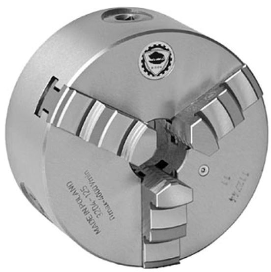 CHUCK UNIVERSAL DE 8&quot; 3 MORDAZAS RESPALDO PLANO SEMI ACERO