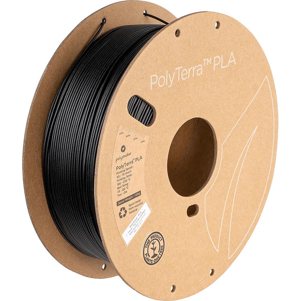 FILAMENTO DE 1.75MM 1KG PLA COLOR NEGRO MATE - POLYTERRA