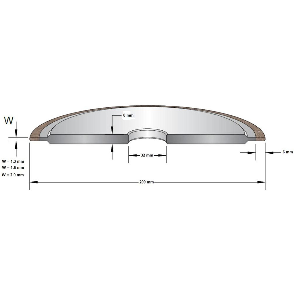 RUEDA D/DIAMANTE P/RECTIFICADO DE HSS 200MM X 3.50MM X 32.0MM - G180 R1.50