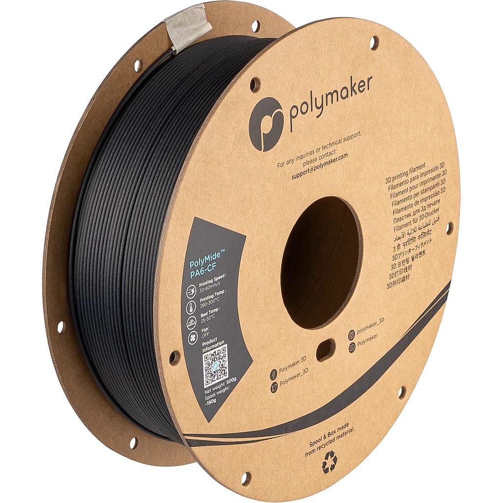 FILAMENTO NYLON 6 FIBRA DE CARBONO 1.75MM 500GR COLOR NEGRO - POLYMIDE PA6-CF