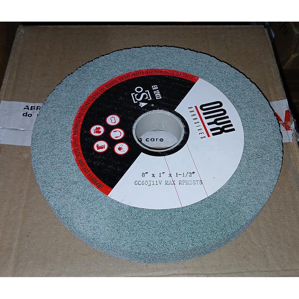 RUEDA VERDE P/RECTIFICADO HULE 8&quot; X 1&quot; X 1-1/2&quot; G60