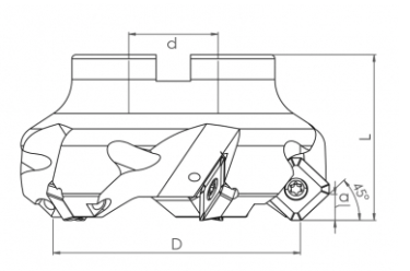 PORTA INSERTO P/FRESADO A 45° - 63.00MM X 22.00 DE ARBOL R245